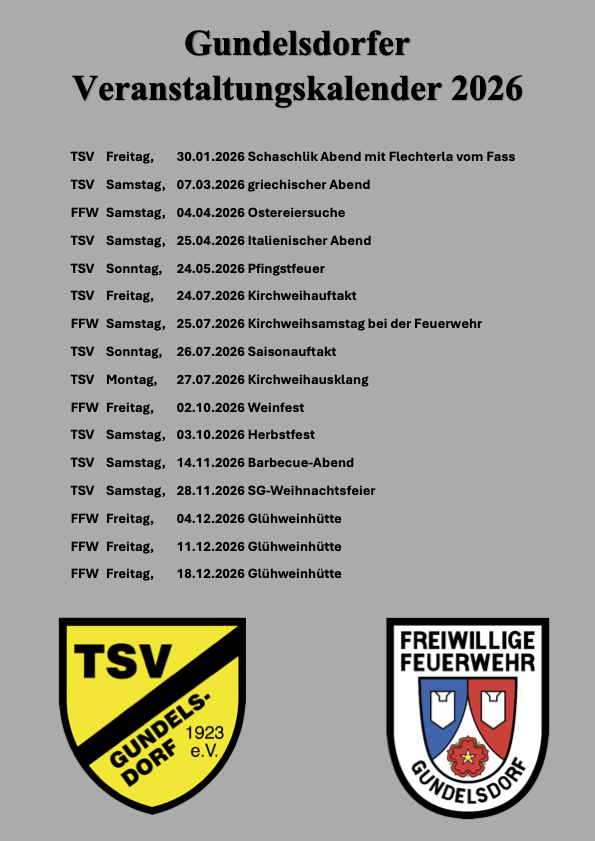 Veranstaltungskalender 2026
